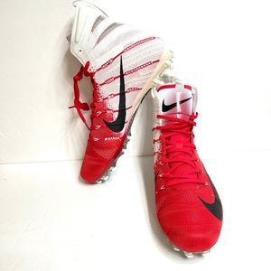 Nike Vapor Untouchable 3 Elite Flyknit Cleats White Red Sz 12.5 AO3006-160 NWOB